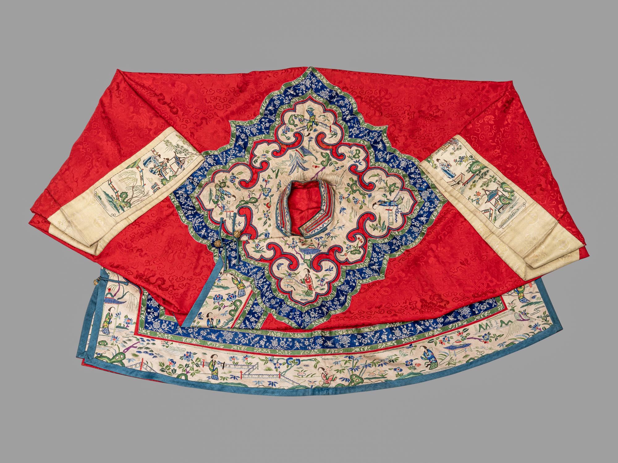A Red Ground Embroidered Silk Lady's Jacket and Pants