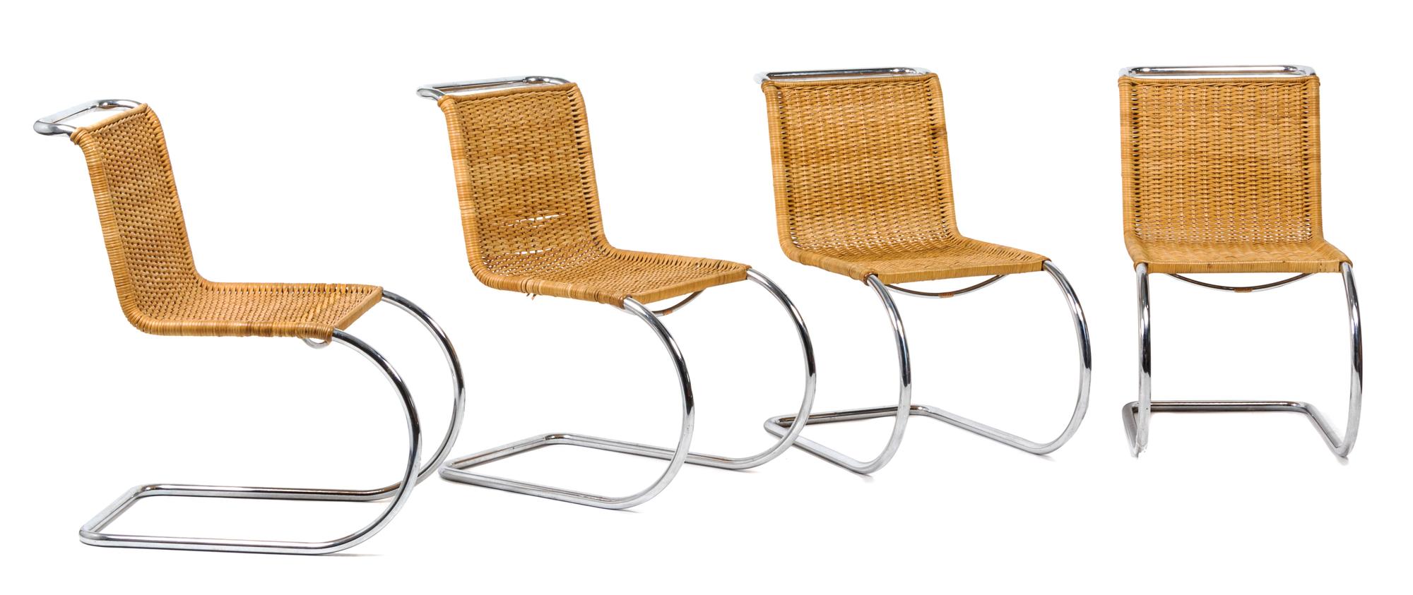 A Set of Four MR 10 Side Chairs, Ludwig Mies van der Rohe for Knoll Height 32 1/2 inches.