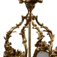 A Pair of Louis XV Style Gilt Bronze and Etched Glass Hall Lanterns