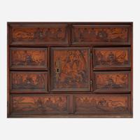 A German Baroque walnut marquetry table cabinet late 17th century