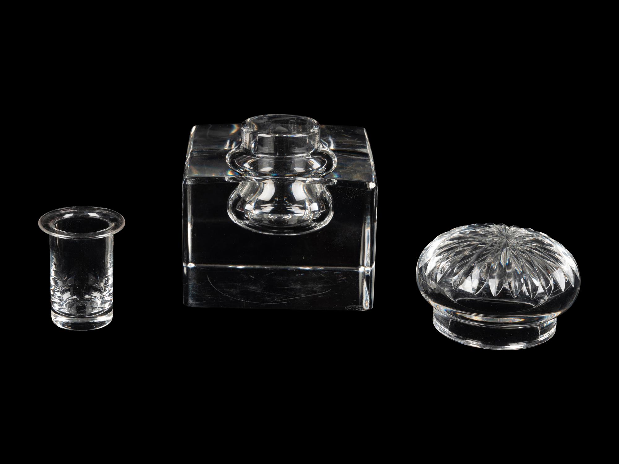 A Baccarat Cut Glass Inkwell