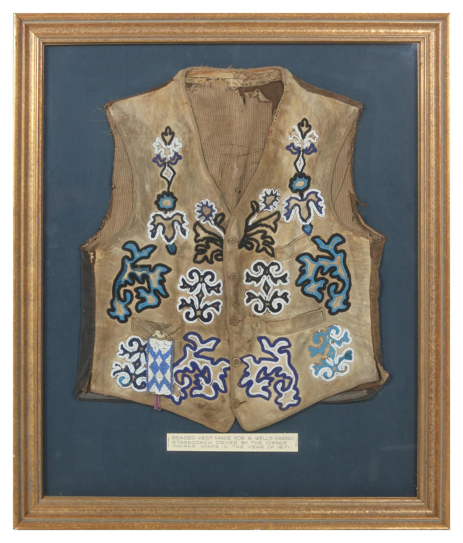 An Osage Fabric and Beaded Vest Frame: 33 x 28 1/4 inches. — 1871