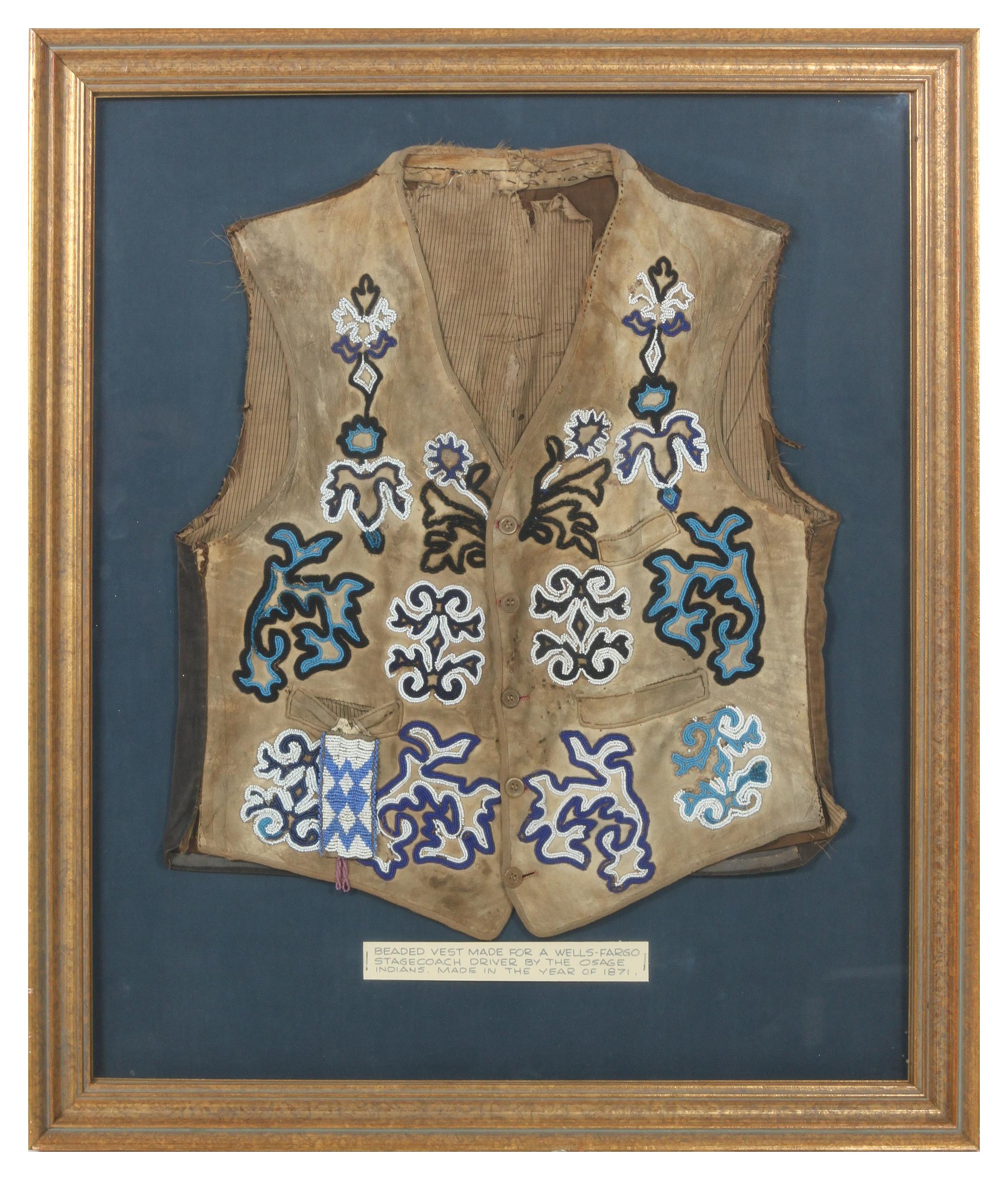 An Osage Fabric and Beaded Vest Frame: 33 x 28 1/4 inches. — 1871