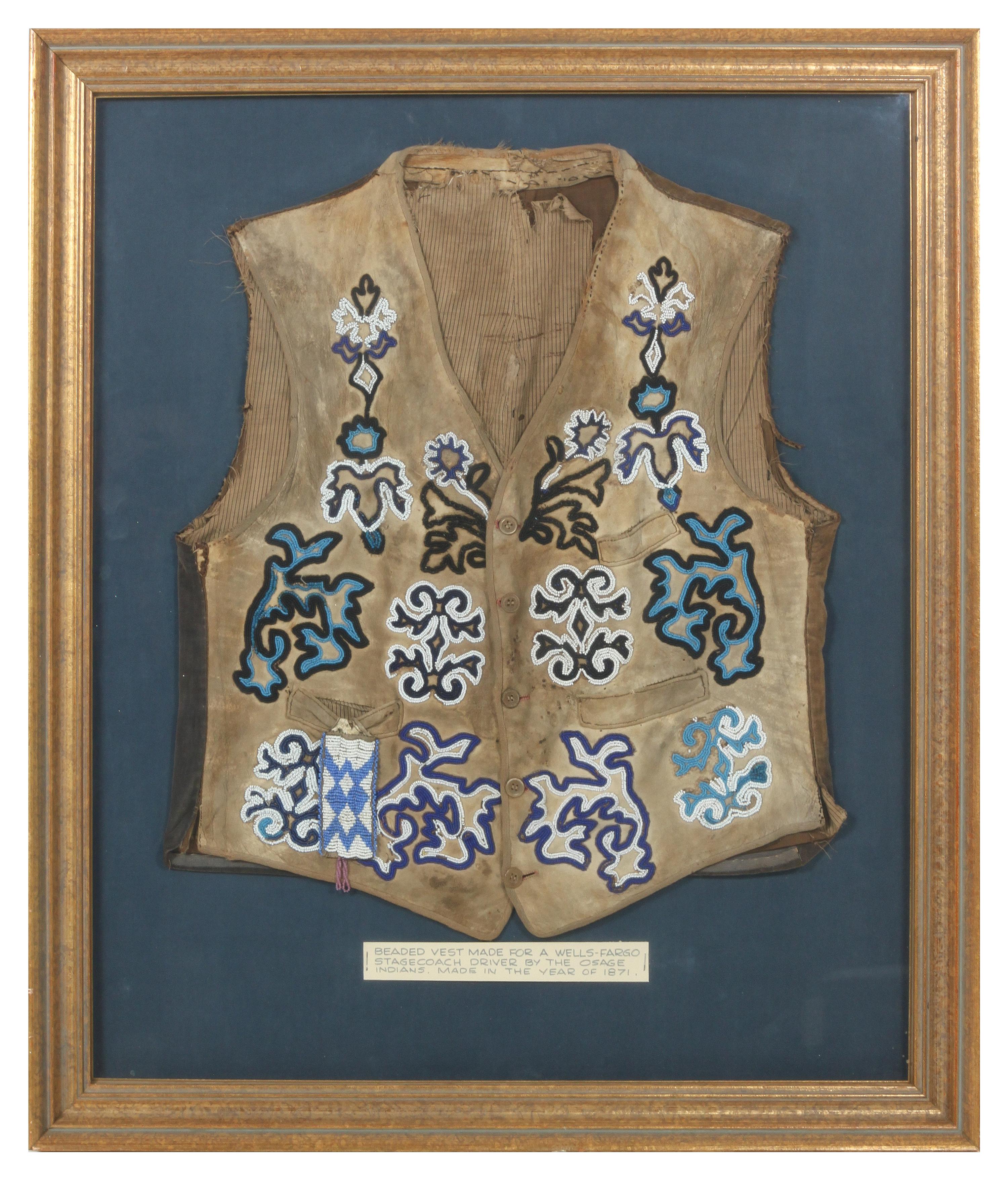 An Osage Fabric and Beaded Vest Frame: 33 x 28 1/4 inches. — 1871