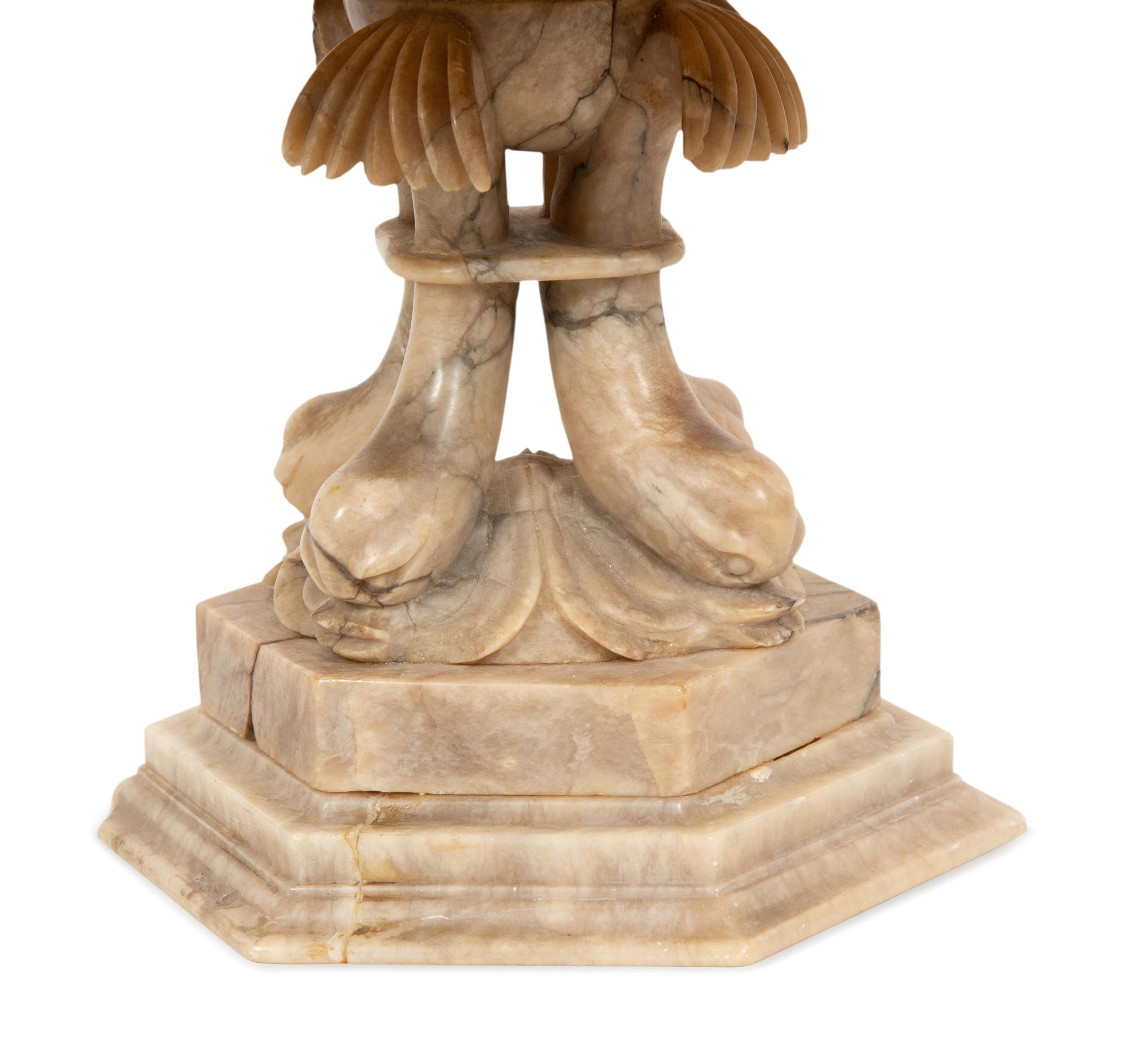 An Italian Carved Alabaster Oval Centerpiece