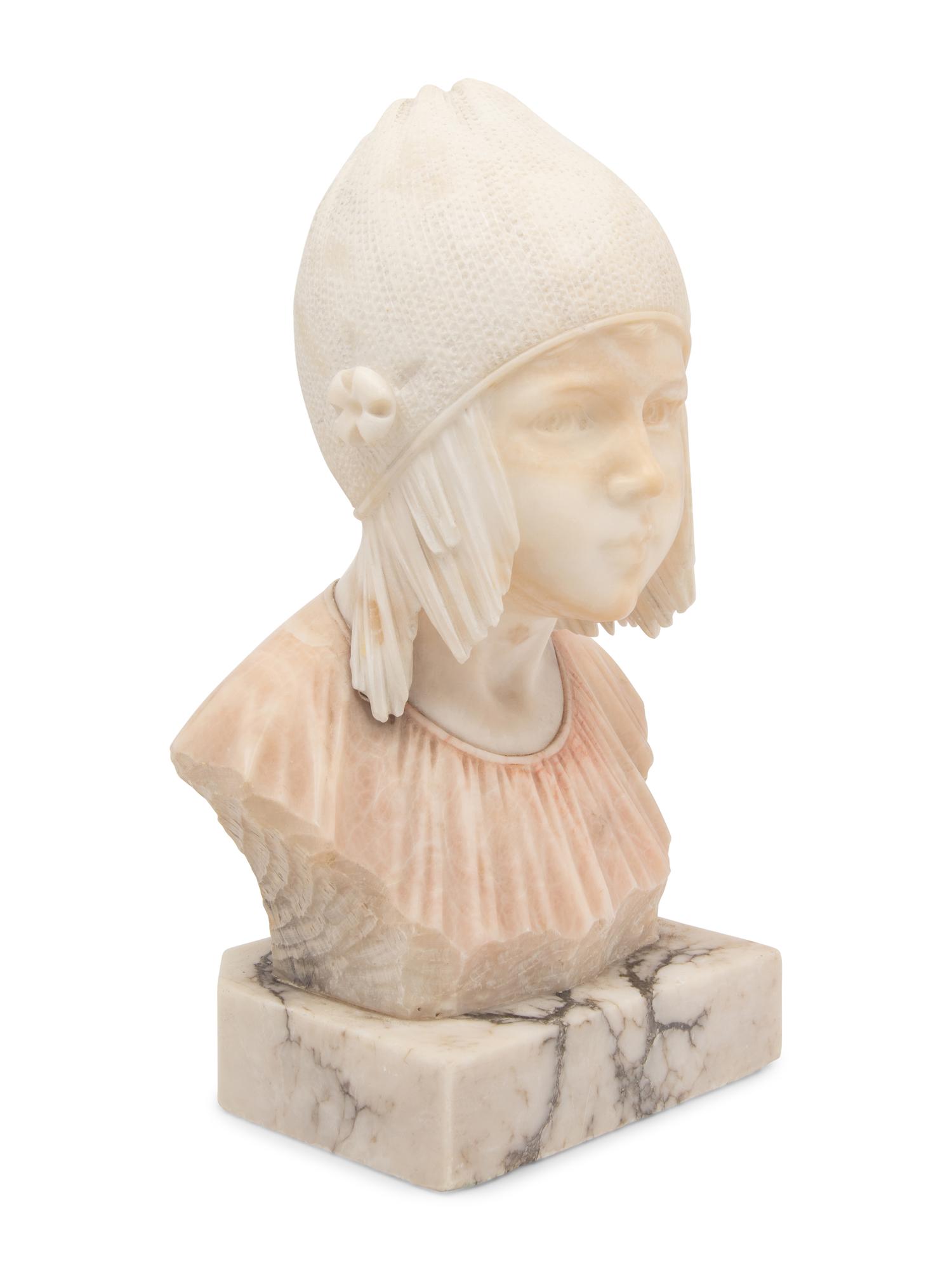 An Italian Alabaster Bust of a Young Girl