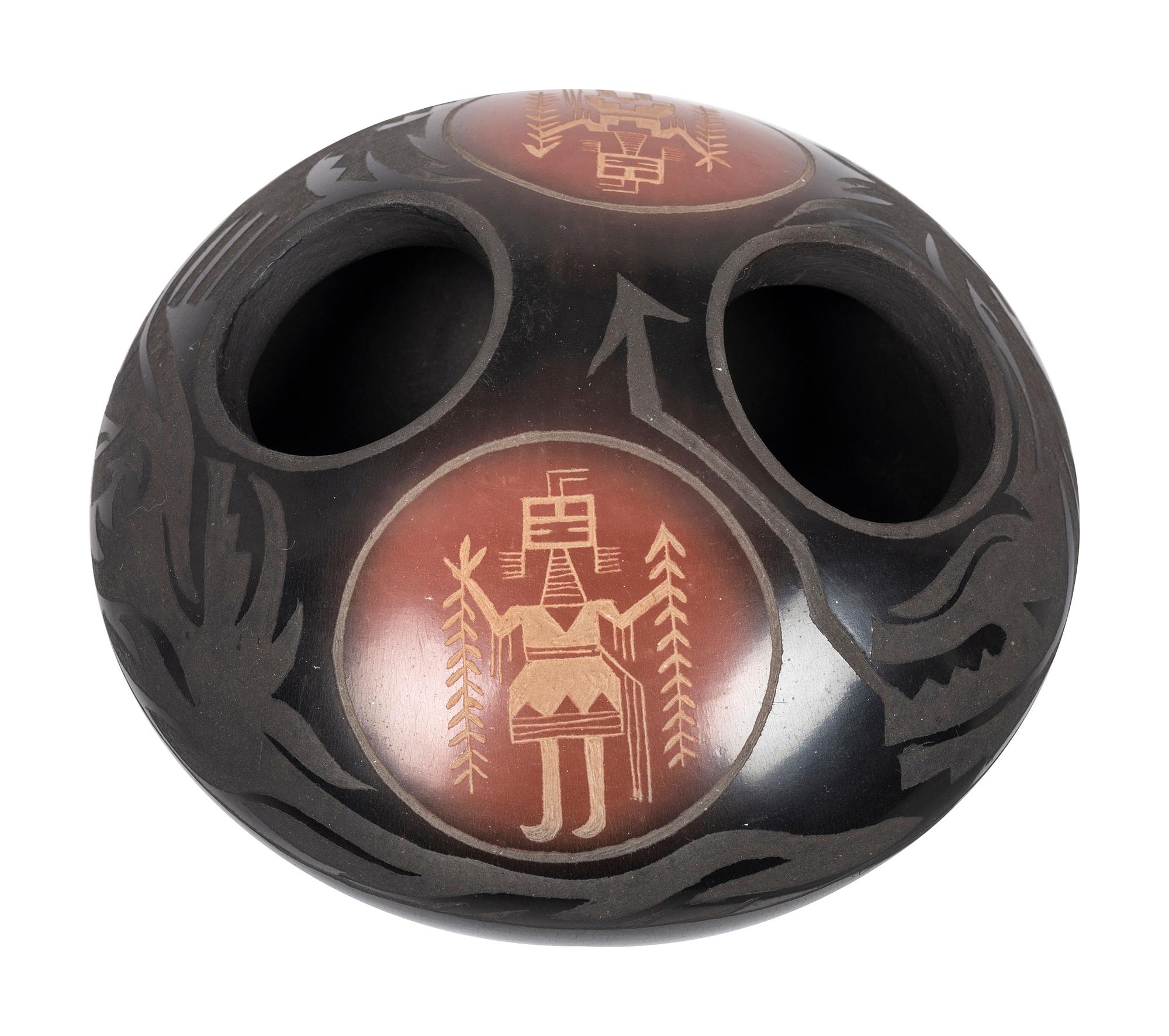 Black and Sienna Sgraffito Jar