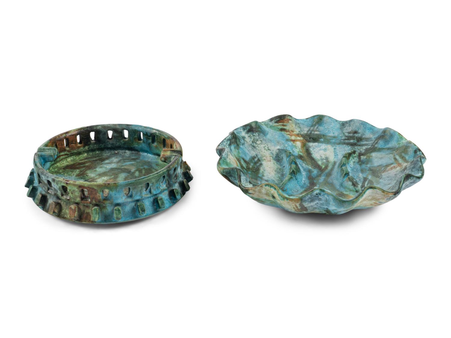 Group of Four Articles, c. 1960 vase, lidded box, large ashtray, and bowl Raymor, Italy