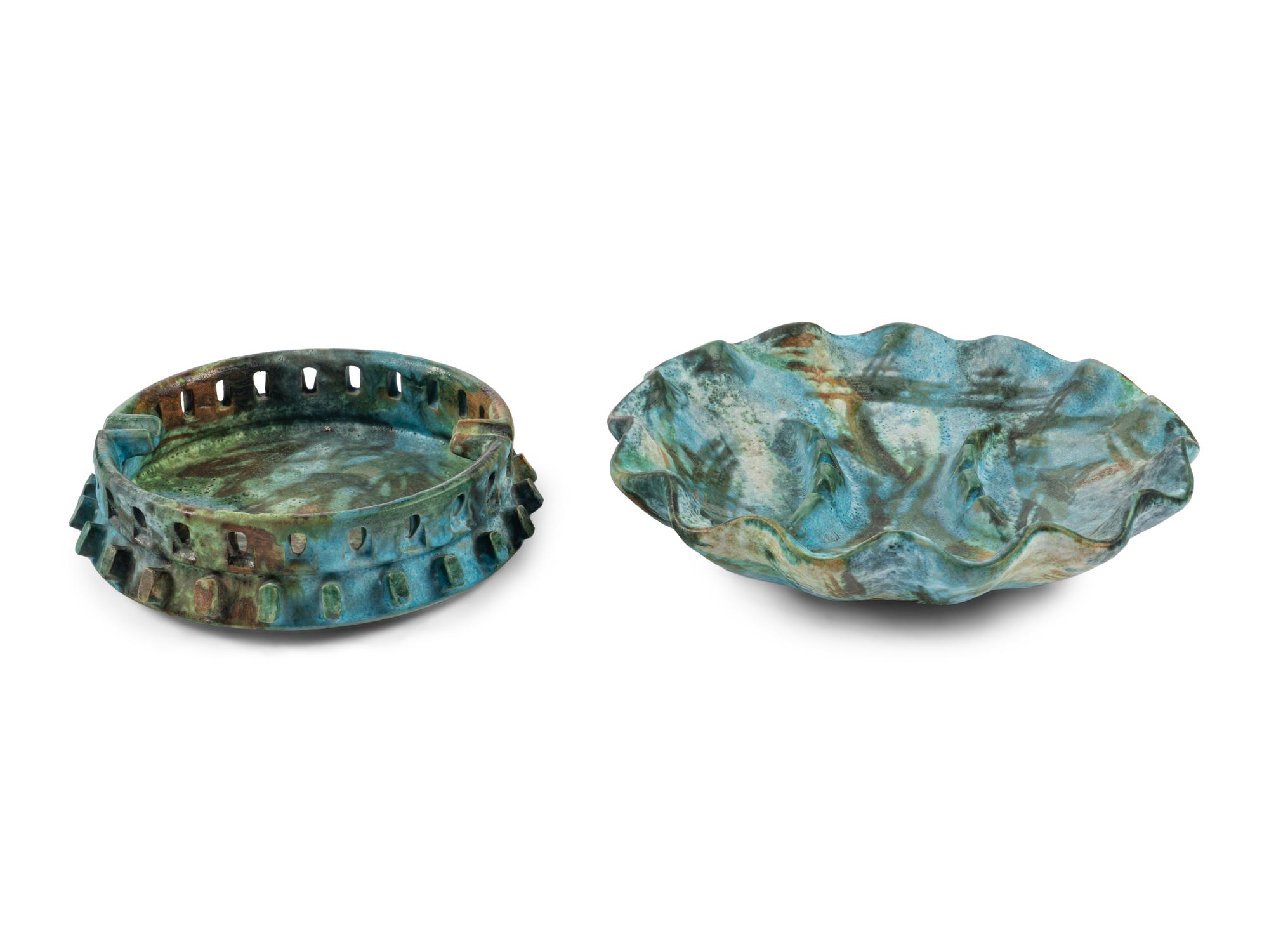 Group of Four Articles, c. 1960 vase, lidded box, large ashtray, and bowl Raymor, Italy