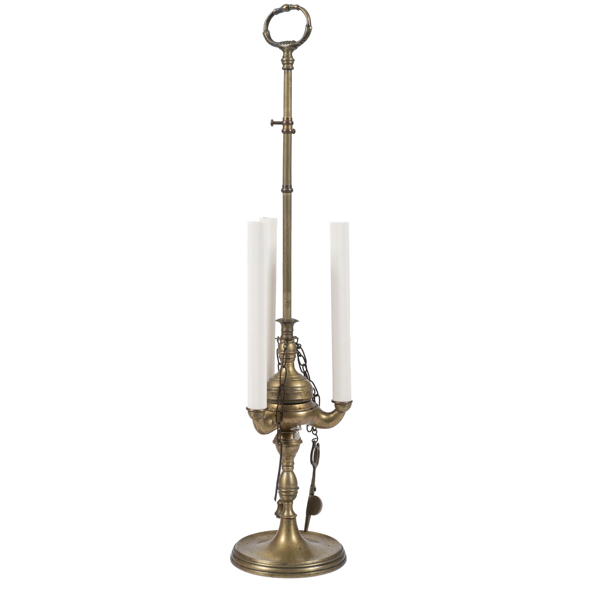 A French Brass Three-Light Bouillotte Lamp
