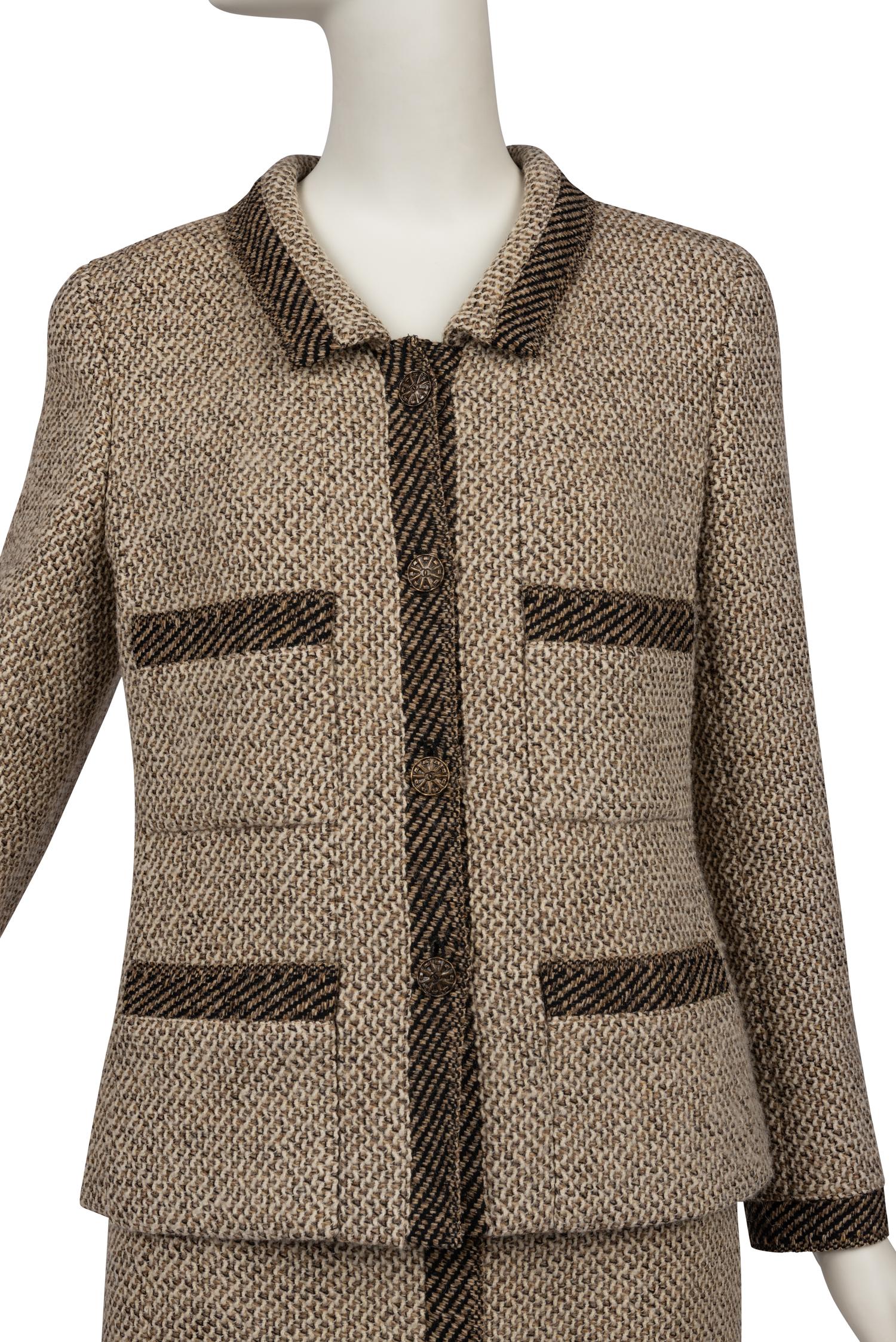 Chanel Brown and Tan Skirt Suit, 1990s