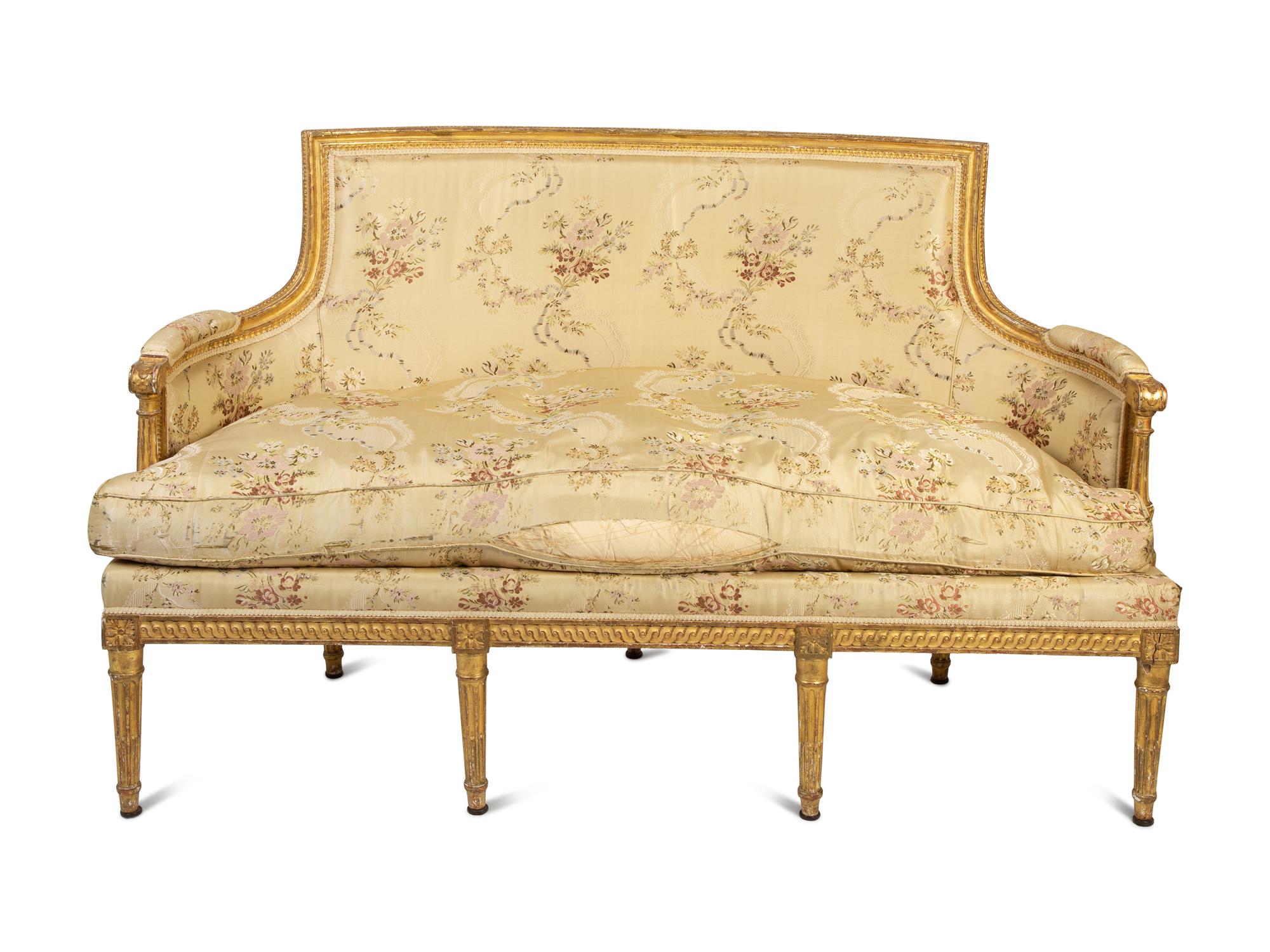 A Louis XVI Carved Giltwood Canape — LAST QUARTER 18TH CENTURY