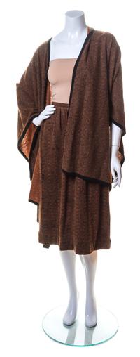 A Givenchy Orange and Black Wool Skirt Ensemble, Skirt size 40.