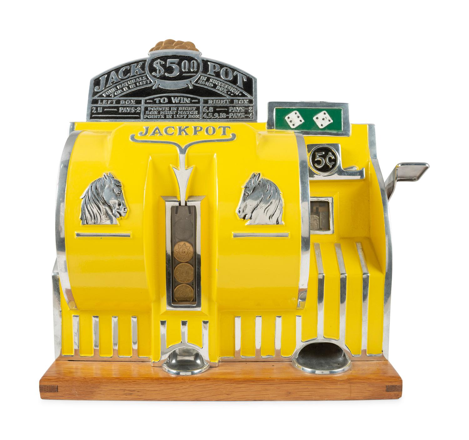 A Buckley Reliance 5-Cent Jackpot Dice Slot Machine