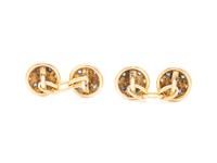 FRENCH, YELLOW GOLD, SAPPHIRE AND DIAMOND CUFFLINKS