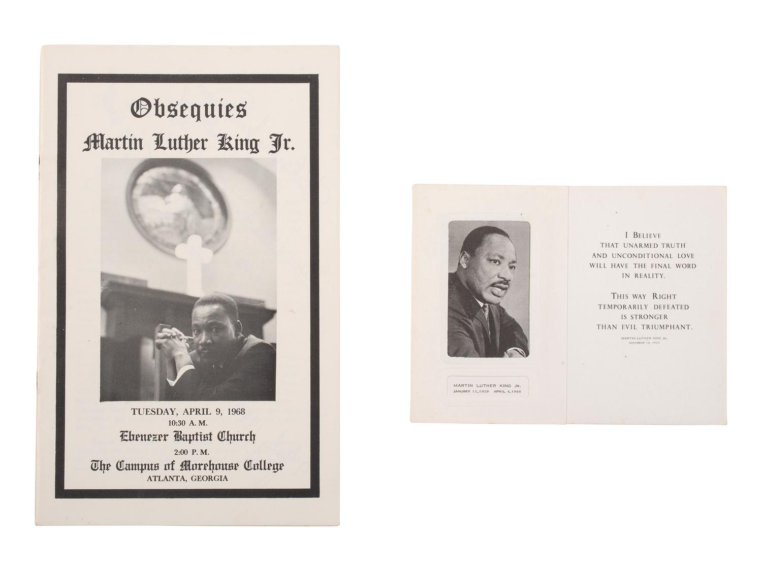 [KING, Martin Luther, Jr. (1929-1968)]. Obsequies Martin Luther King Jr. [Atlanta]: n.p., 1968. [ With: ] Funeral card.