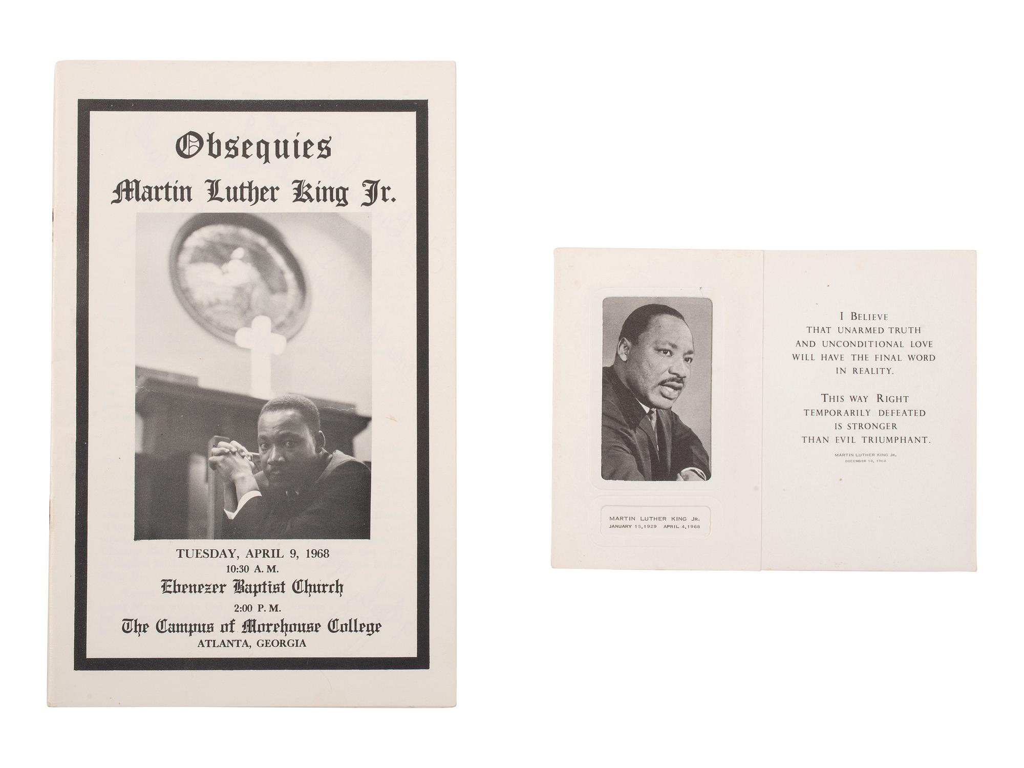 [KING, Martin Luther, Jr. (1929-1968)]. Obsequies Martin Luther King Jr. [Atlanta]: n.p., 1968. [ With: ] Funeral card.