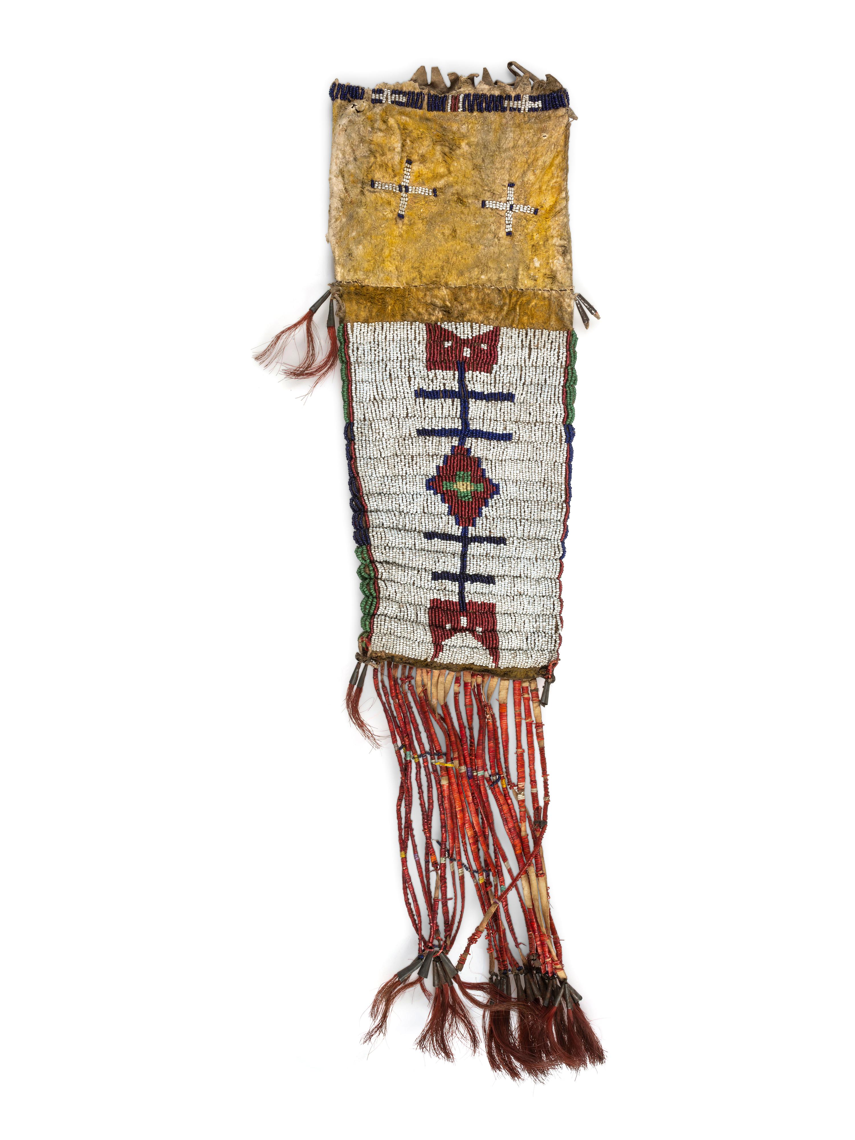 Sioux Beaded Hide Tobacco Bag, Made from Recycled Legging