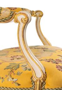 A George III White-Painted and Parcel-Gilt Open Armchair