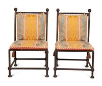 Eight Spanish Style Bronzed Metal Dining Chairs