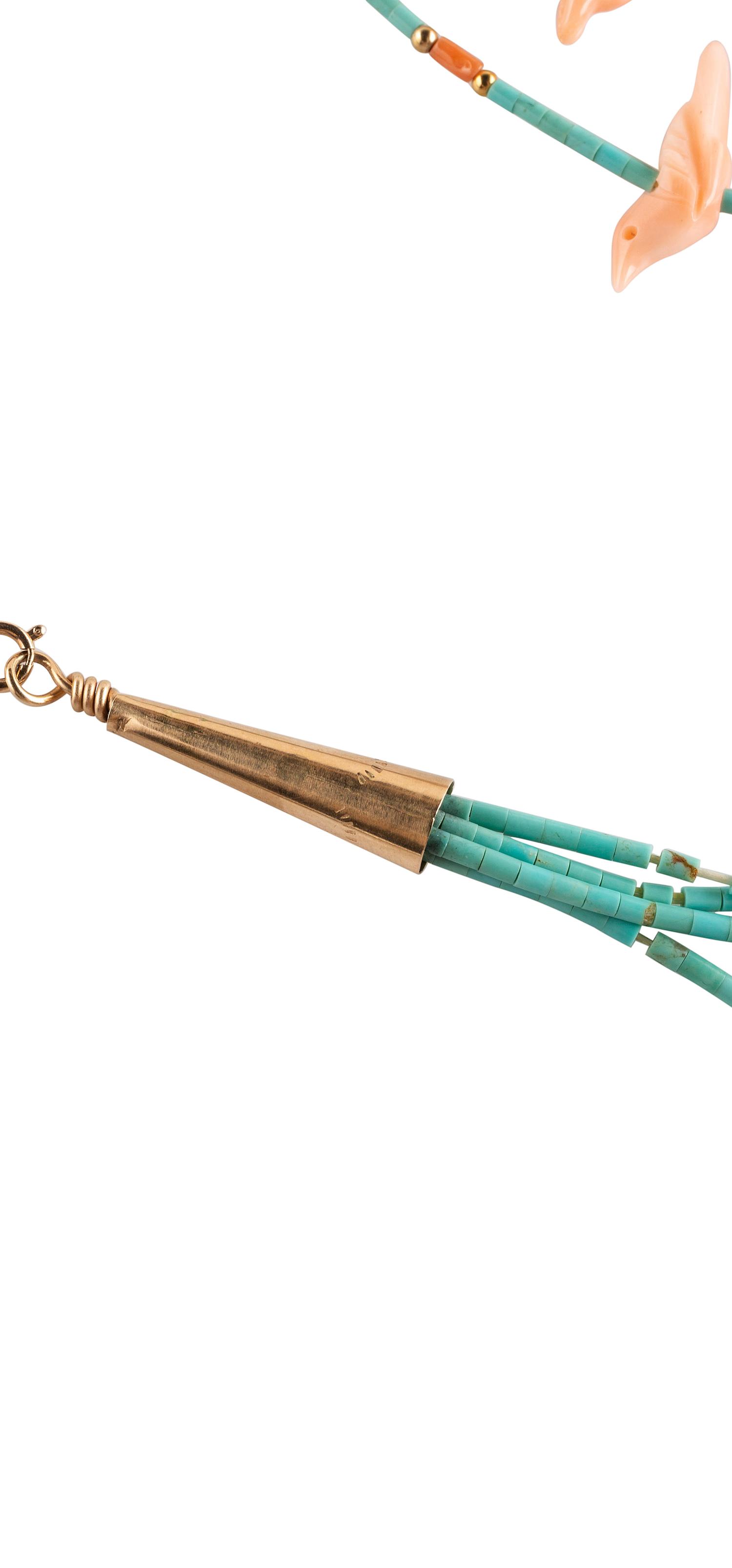 Zuni Multi-strand Fetishe Necklace, with Gold Findings, PLUS Screwback Earrings