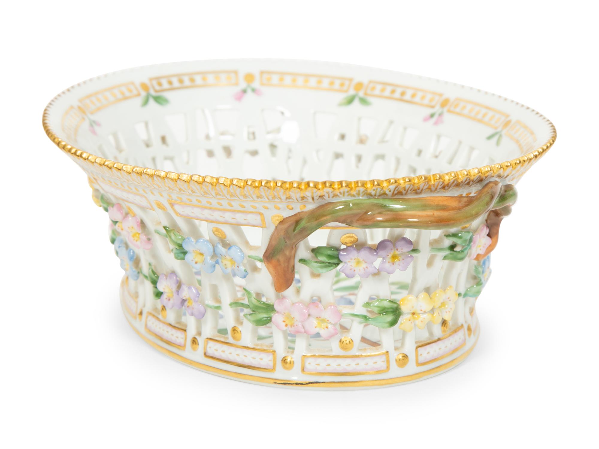A Royal Copenhagen Flora Danica Reticulated Porcelain Fruit Basket
