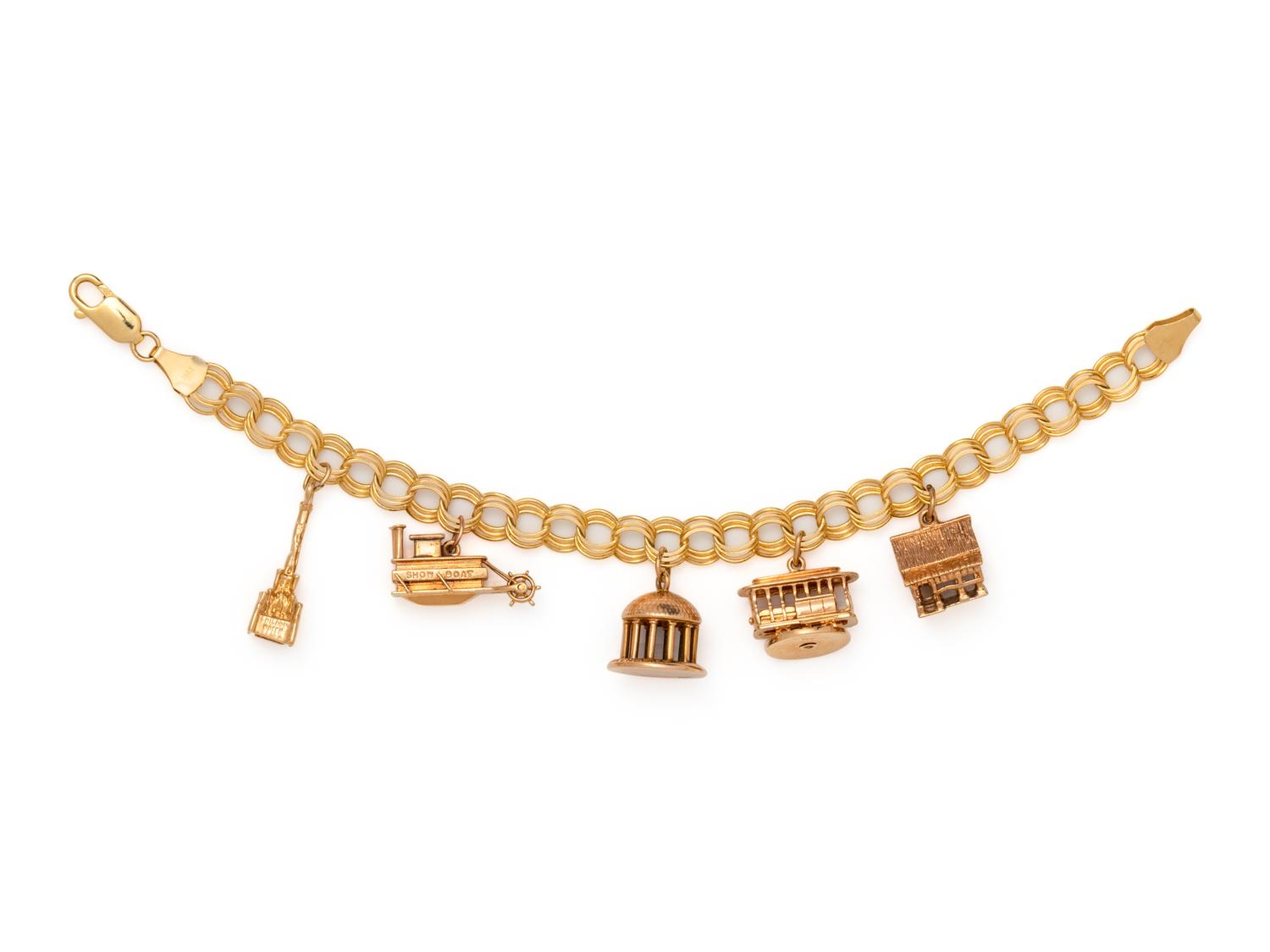 YELLOW GOLD CHARM BRACELET