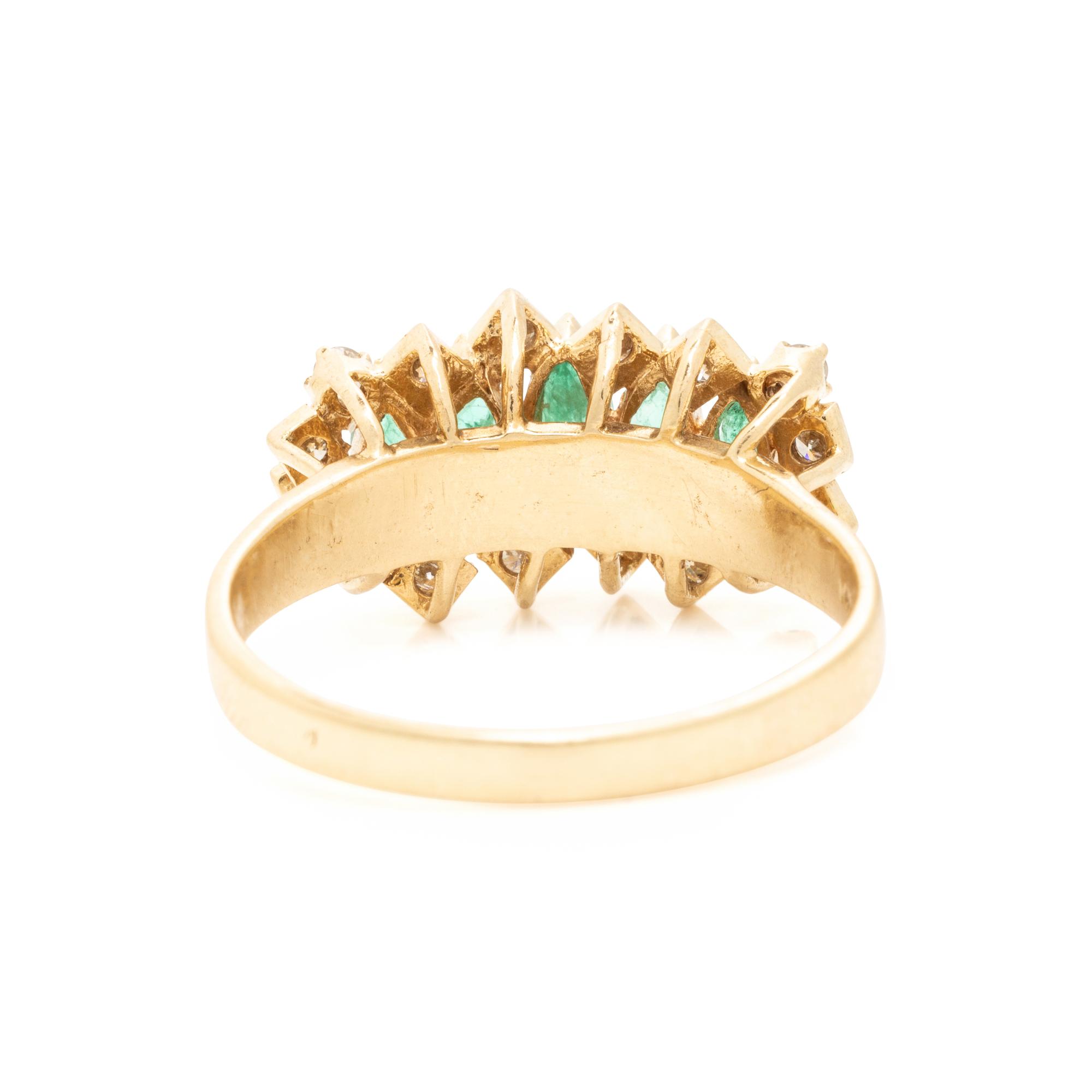 Emerald, Diamond, and Yellow Gold Ring