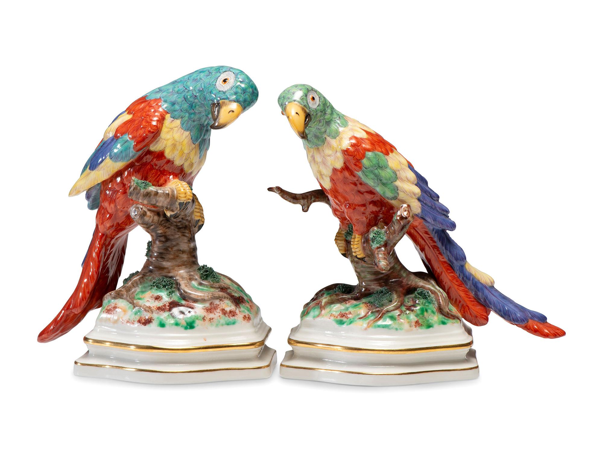 A Pair of Nymphenburg Porcelain Parrots