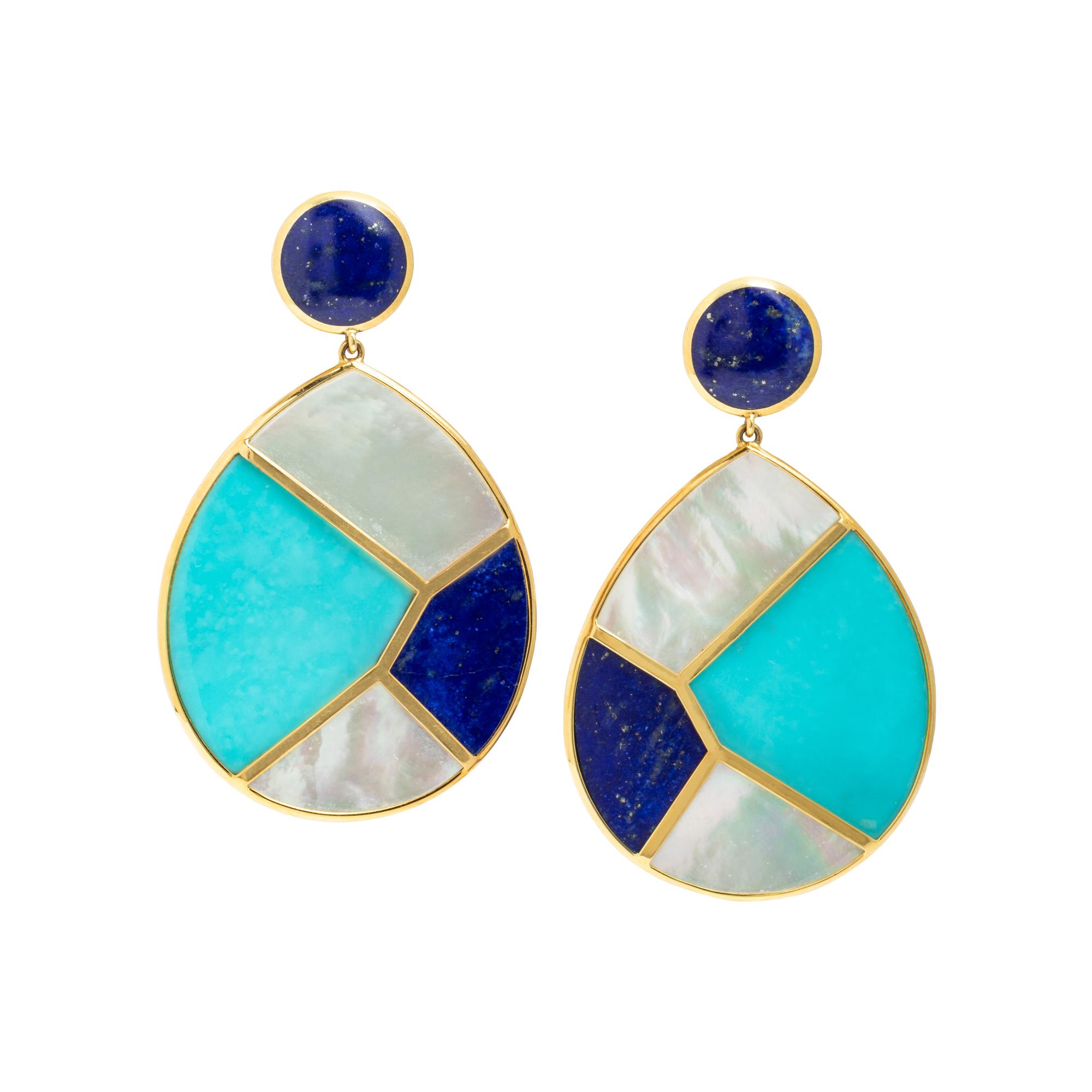 Ippolita, Lapis Lazuli, Turquoise, and Mother-of-Pearl Pendant Earrings