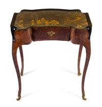 A Louis XV Style Gilt Bronze Mounted Marquetry Poudreuse Height 31 1/2 x width 25 x depth 14 inches. — SIGNED DURAND, EARLY 20TH CENTURY