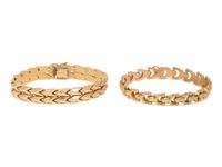COLLECTION OF YELLOW GOLD FANCY LINK BRACELETS