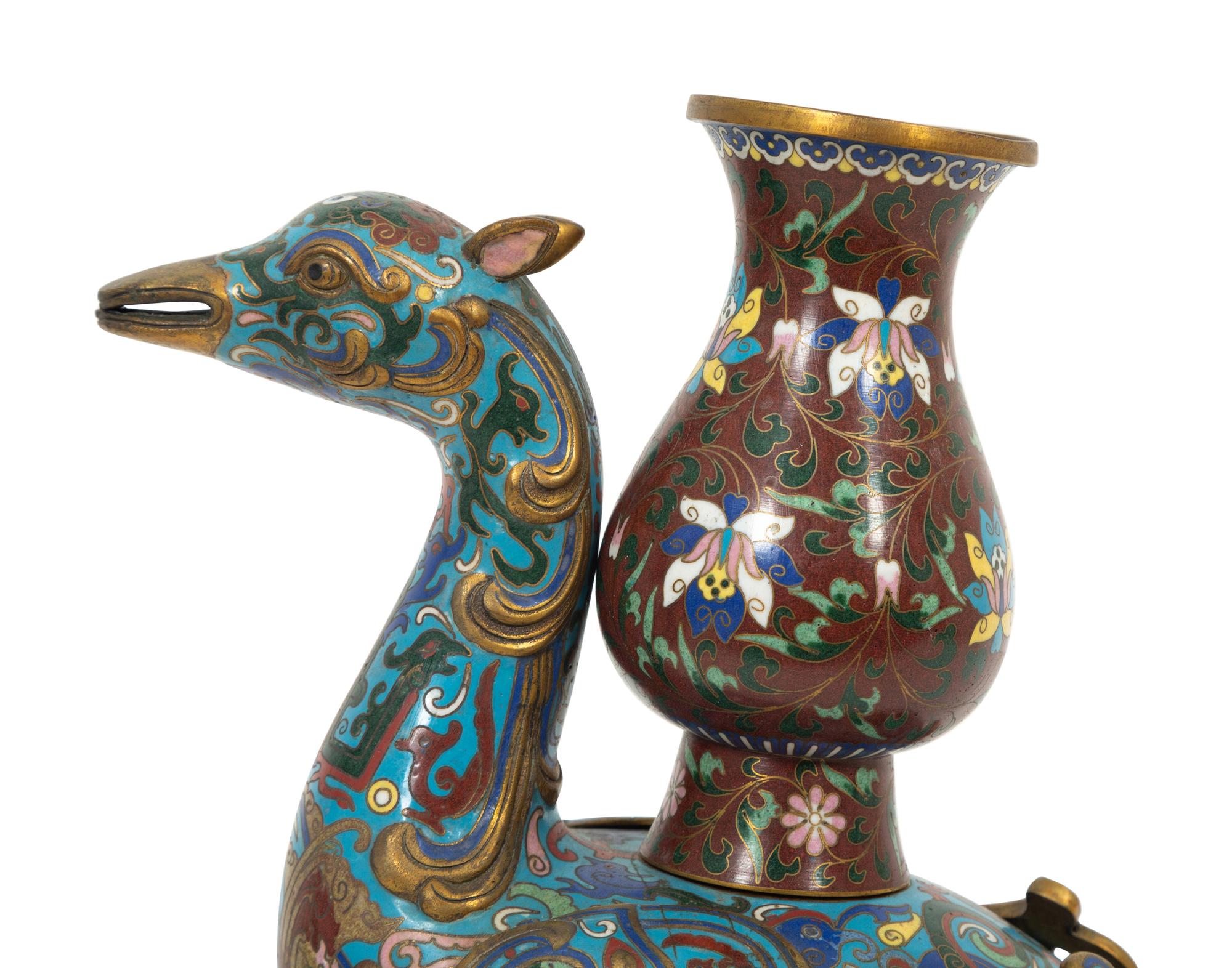 A Chinese Cloisonne Phoenix Incense Vase