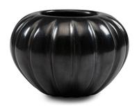 Blackware Pottery Melon Jar