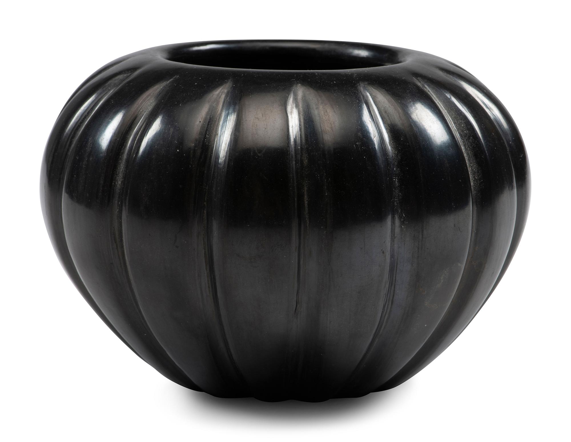 Blackware Pottery Melon Jar