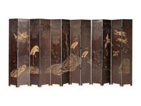A Chinese Lacquered Thirteen-Panel Floor Screen