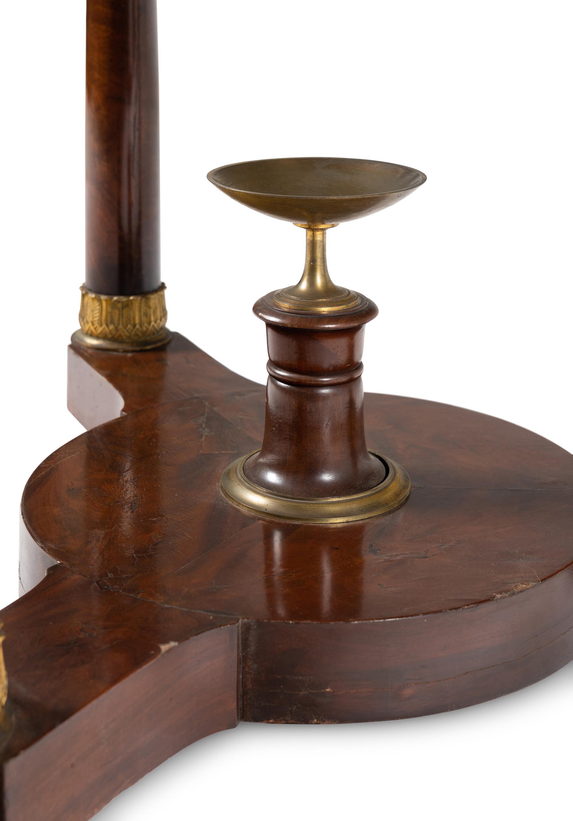 An Empire Style Gilt Bronze Mounted Mahogany Marble-Top Table