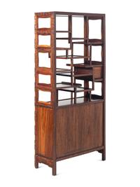 A Chinese Marble Inset Huanghuali Display Cabinet, Duobaoge