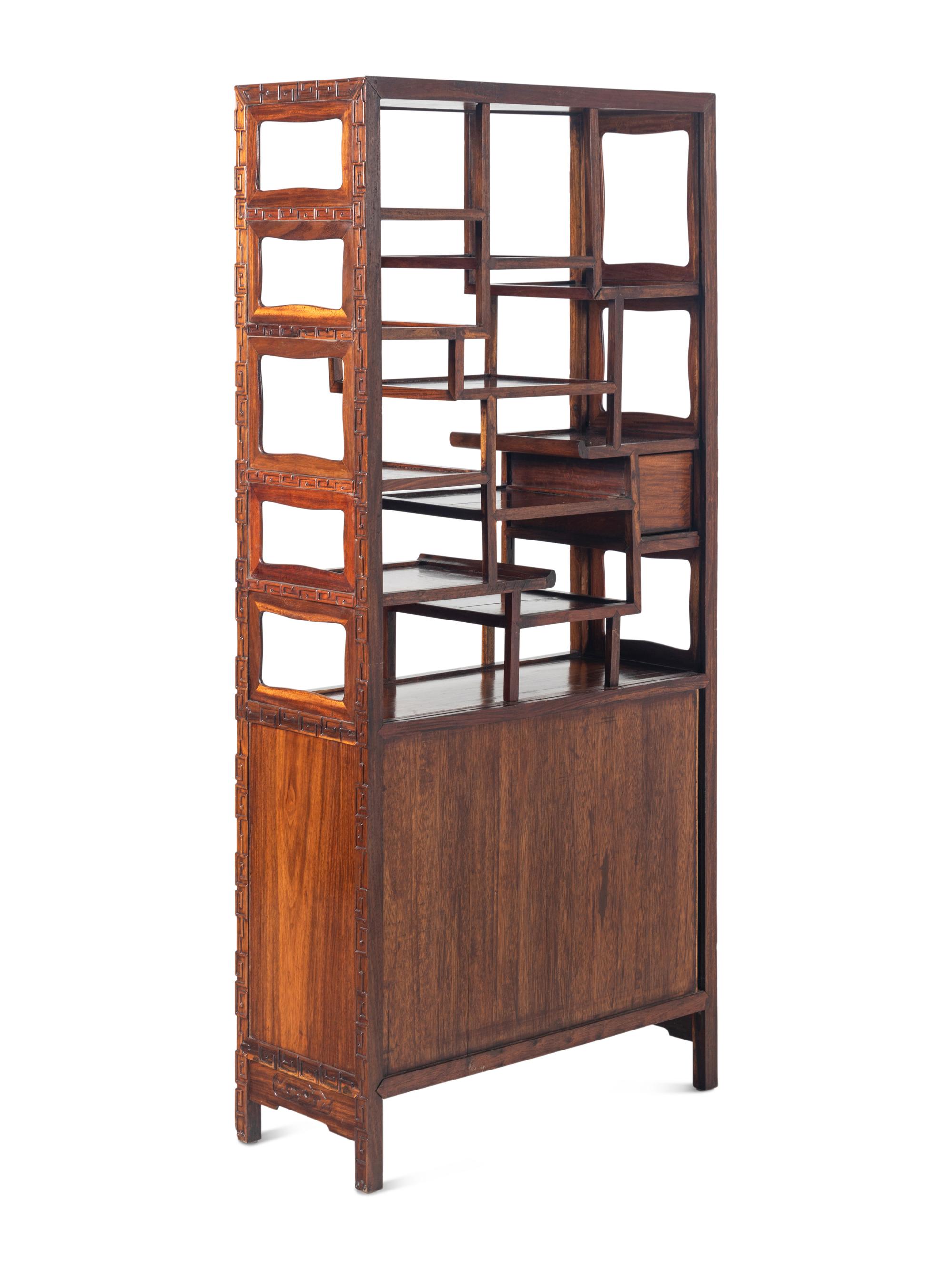A Chinese Marble Inset Huanghuali Display Cabinet, Duobaoge