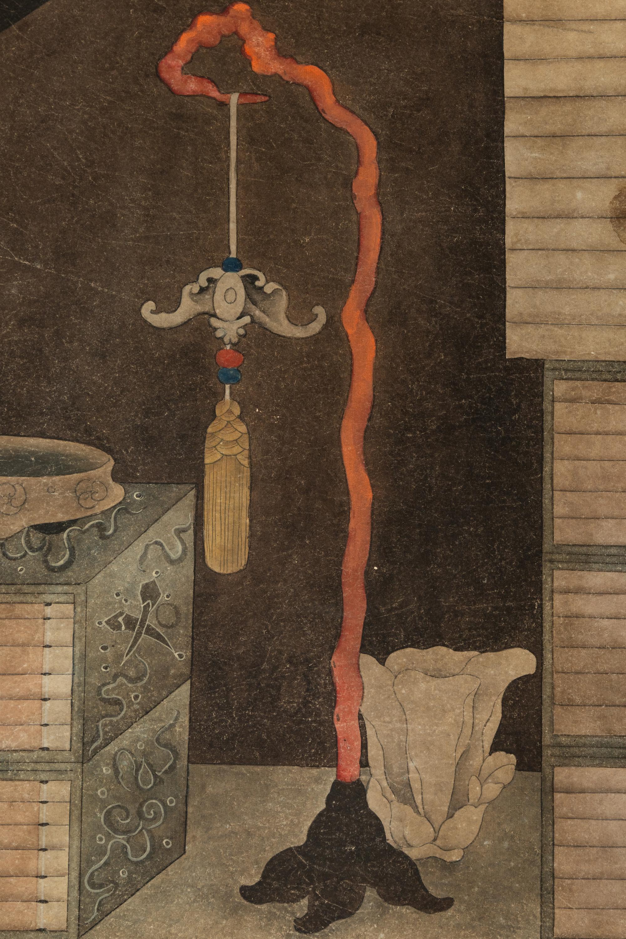 Attributed to Lee Taek-Gyun (Korean, 1808-after 1883) 李宅均（款） （朝鮮王朝，1808-1883以后） 《冊架圖》四扇屏