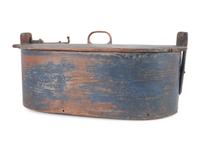 A Country Blue Painted Bentwood Locking Cover Bride's Box