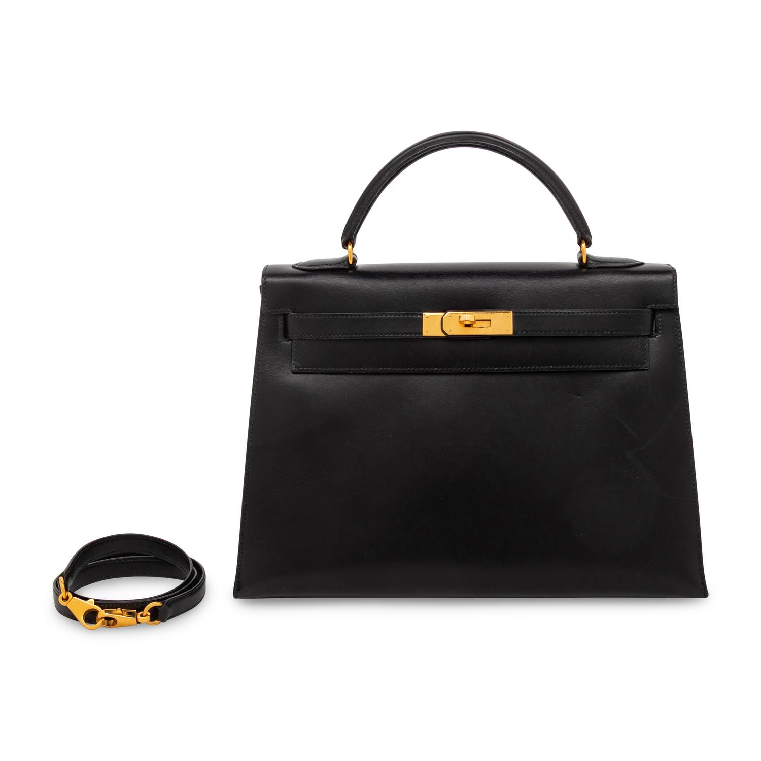 HERMÈS, KELLY 32 IN NOIR BOX LEATHER