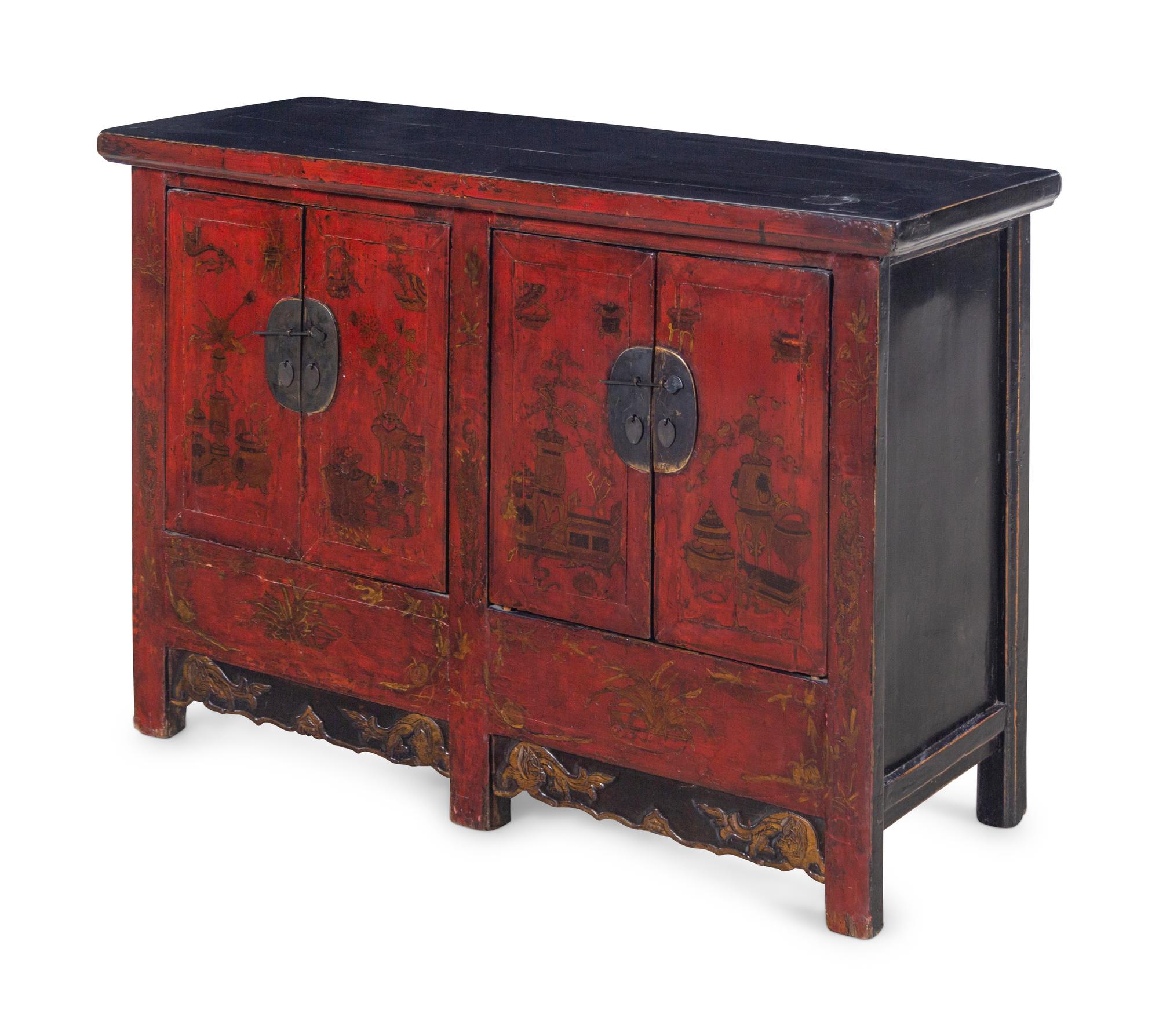 A Chinese Painted Console Cabinet