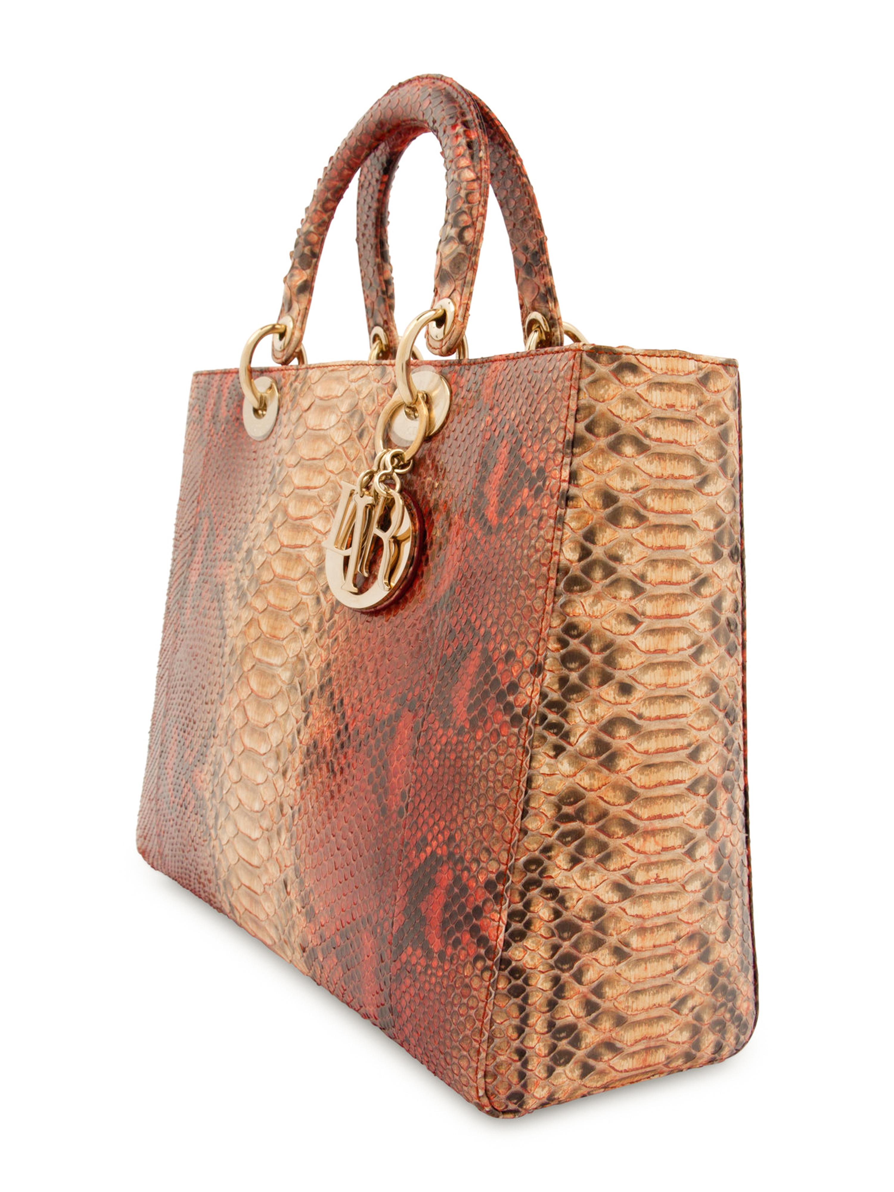 Christian Dior Red and Tan Python Medium Lady Dior Bag, 2009