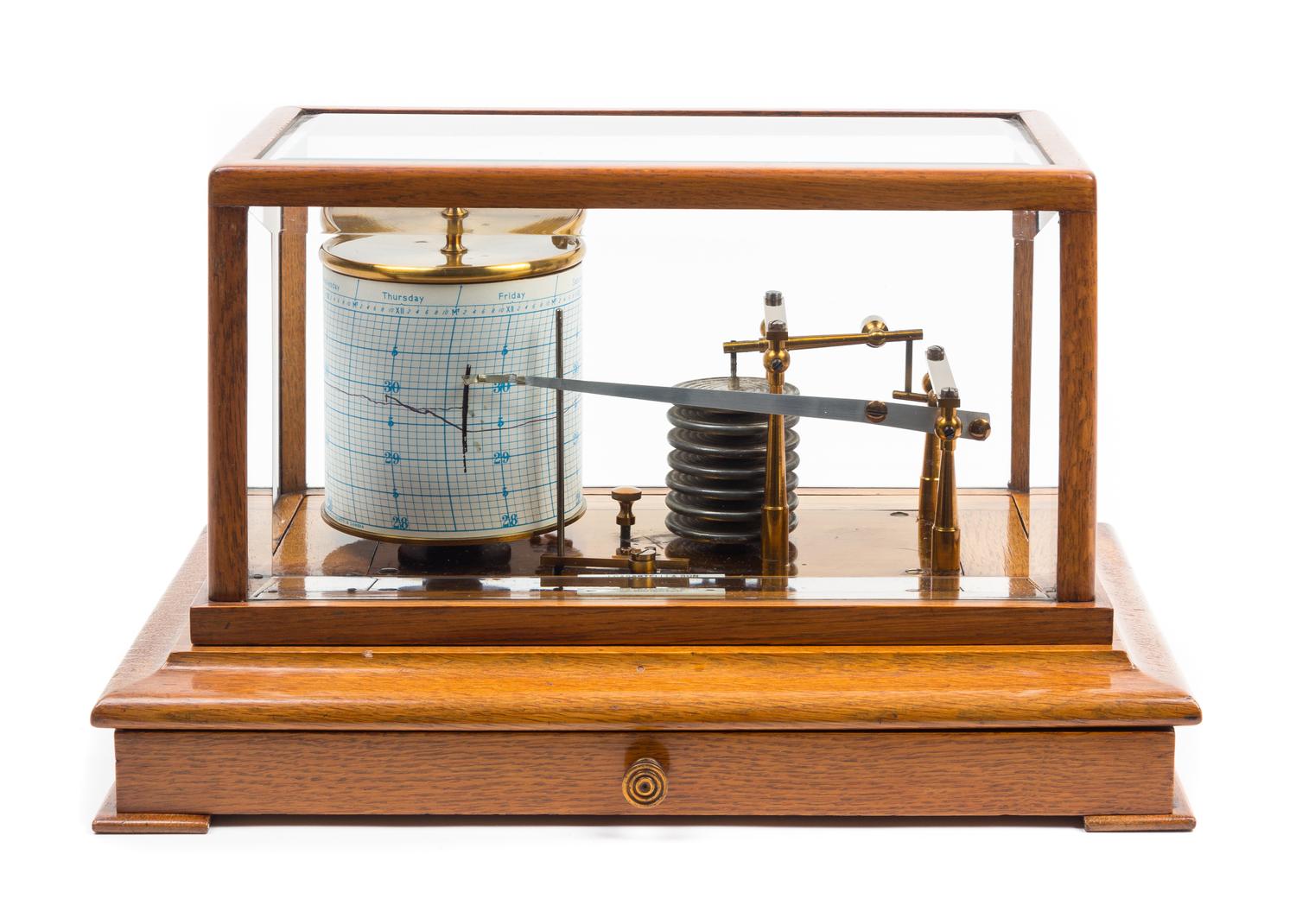 A Victorian Oak Cased Barograph Height 8 1/2 x width 14 1/2 x depth 8 7/8 inches. — JOSEPH CASARTELLI, MANCHESTER, 19TH CENTURY