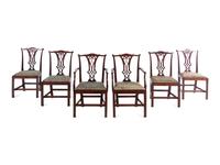 An Assembled Set of Six Chippendale Style Mahogany Dining Chairs
