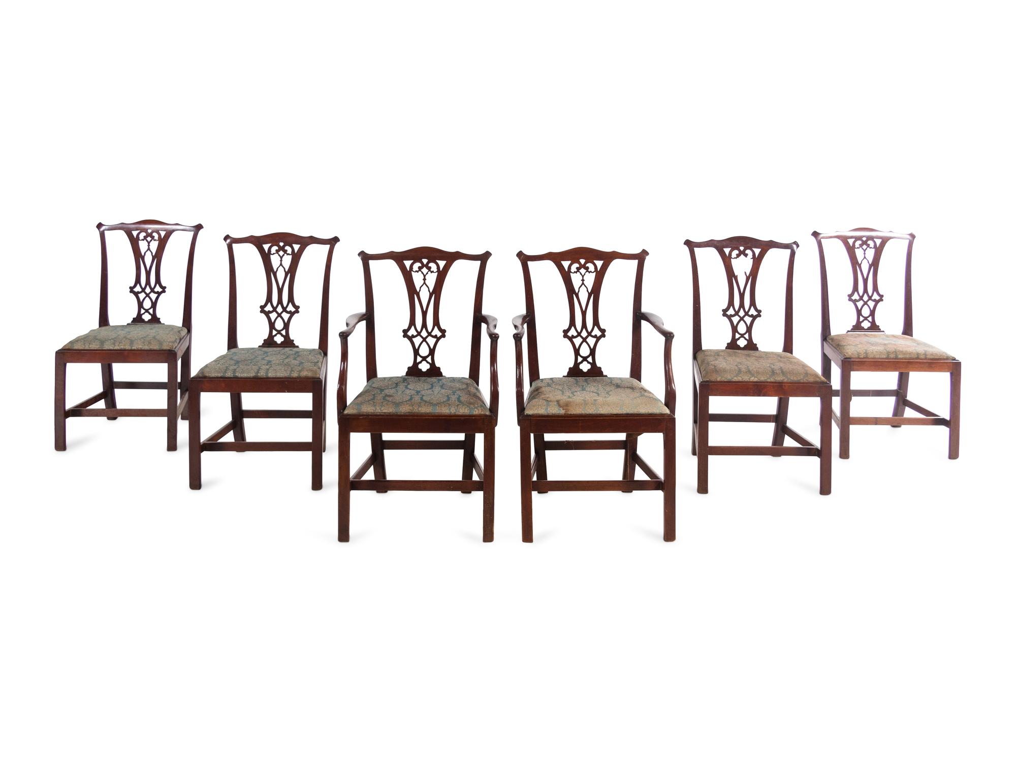 An Assembled Set of Six Chippendale Style Mahogany Dining Chairs