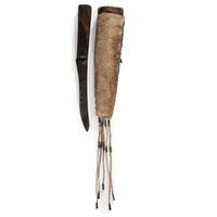 Plains Beaded Knife Sheath, with Buffalo Rawhide Lining