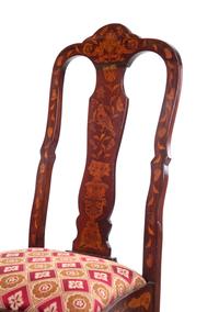 A Dutch Marquetry Side Chair with Scalamandré Upholstery