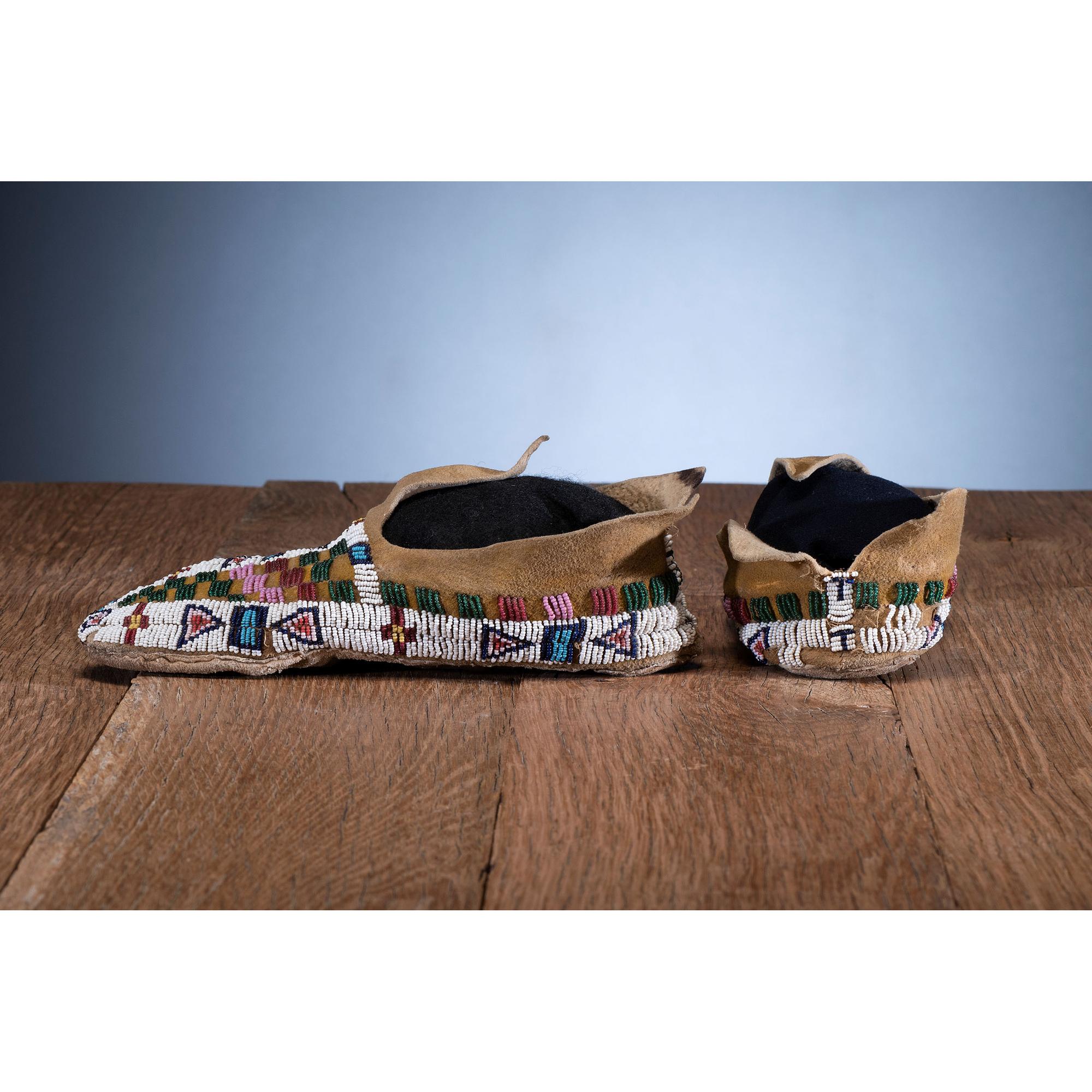 Cheyenne Child's Beaded Hide Moccasins